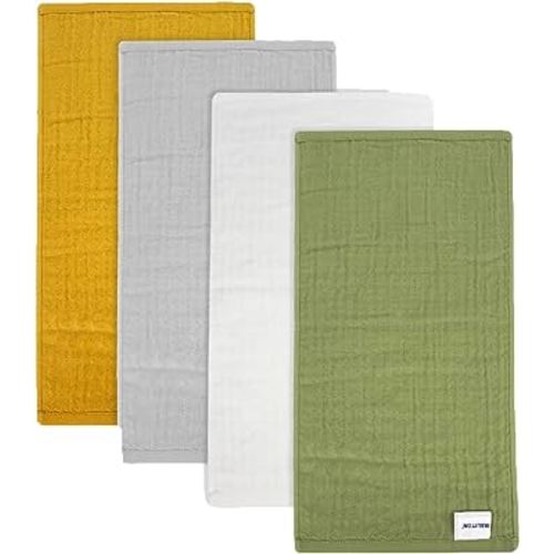 Maliton Muslin Burp Cloths for Baby Boy Girl, 4 Pack Extra Soft Large 20''x10'' 100% Cotton Burp Cloths, Absorbent 6 Layers Baby Spit Up Rags, Newborn Baby Essentials(Spring Color, Pack of 4)