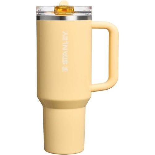 Stanley Quencher ProTour Flip Straw Tumbler with Leakproof Lid 40 oz | Built-In Straw and Handle | Cup Holder Compatible for Travel | Insulated Stainless Steel Cup | BPA-Free | Butter Gloss