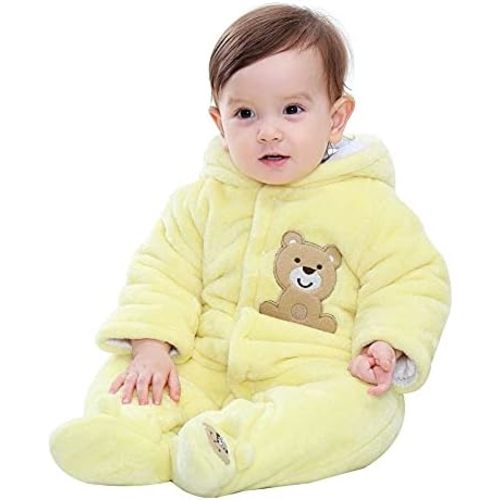 XIFAMNIY Baby Newborn Jumpsuit Footie Hooded Thicken Winter Bunting Outwear Snowsuit Pajamas for Girls Boys…