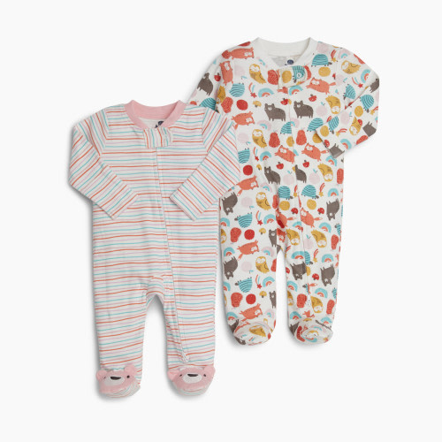 Small Story Printed Footie (2 Pack) - Jumping Fox, 0-3 M