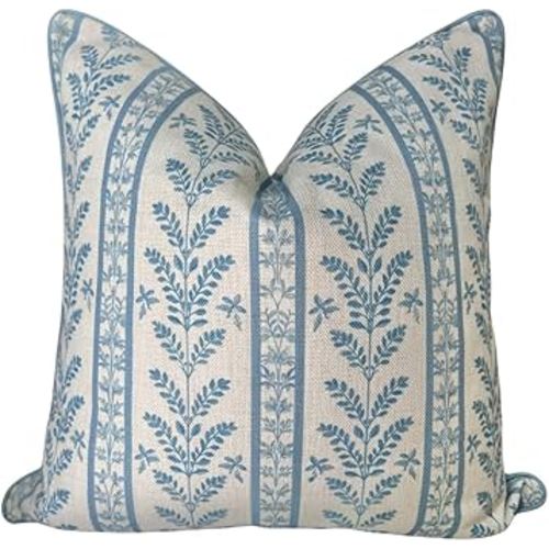 Grandmillennial Throw Pillow for Home Louis Blue and White Pillow Cover Grandmillennial Pillow Cover 20" x 20" Grandmillennial Home Decor