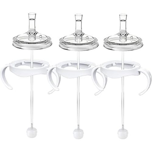 Sippy Cup Conversion Kit for Philips Avent Natural Baby Bottles, Soft Straw top and Weighted Sippy Cup Transition Kit with Handles for Kids, Pack of 3
