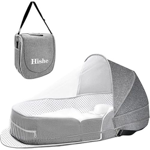 Baby Travel Bassinet Portable Bassinets: Foldable Lightweight Travel Pod Infant Co-Sleeper Bed with Mosquito and Canopy Outdoor Newborn Essentials Gift
