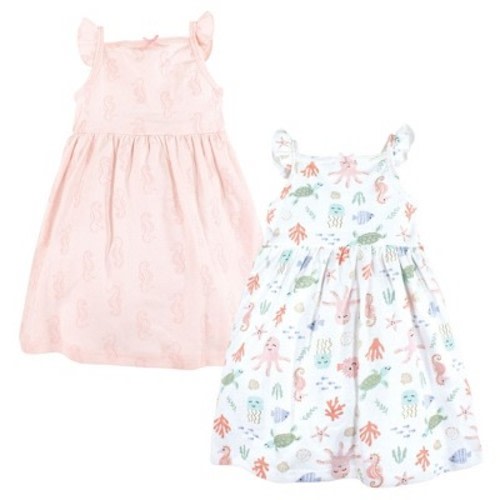 Hudson Baby Infant Girl Cotton Dresses, Pastel Sea, 9-12 Months
