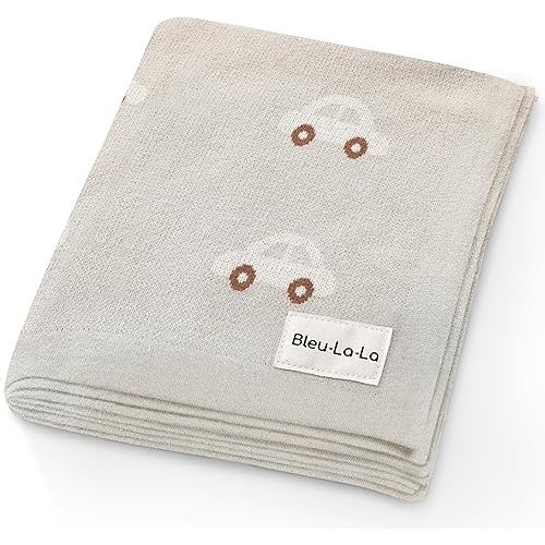 Baby Receiving Blanket for Boys 100% Cotton Buttery Soft Cozy Receiving Swaddle Crib Stroller Blanket for Shower Gift Registry for Newborns, Infants, Toddlers (Cars - Oat)