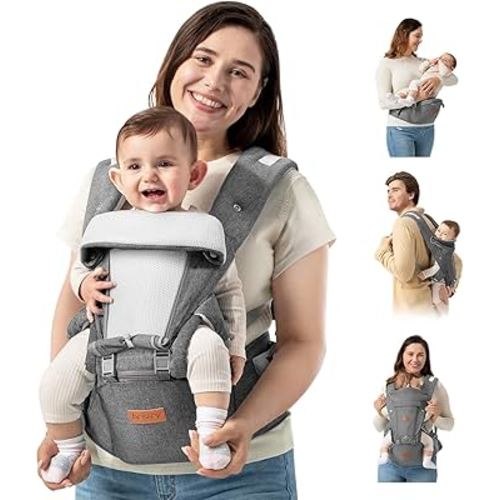 besrey Baby Carrier with Hip Seat Newborn to Toddler 9-in-1, Front Facing Baby Hip Carrier, Breathable Mesh for Moms & Dads, Back Infant Holder (4-36M, 7-45 lbs)