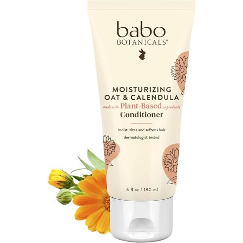 Babo Botanicals Moisturizing Oat & Calendula Conditioner - Silicone-Free - For Dry or Sensitive Skin - For all ages - Vegan - Lightly Scented