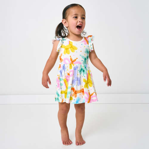 Balloon Bash Flutter Twirl Dress with Bodysuit | Little Sleepies