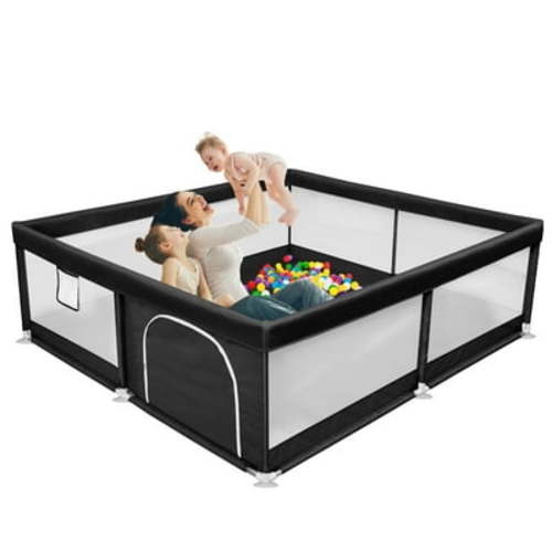TEAYINGDE Baby Playpen Large Play Yard Fence for Toddlers,71"x50" Black