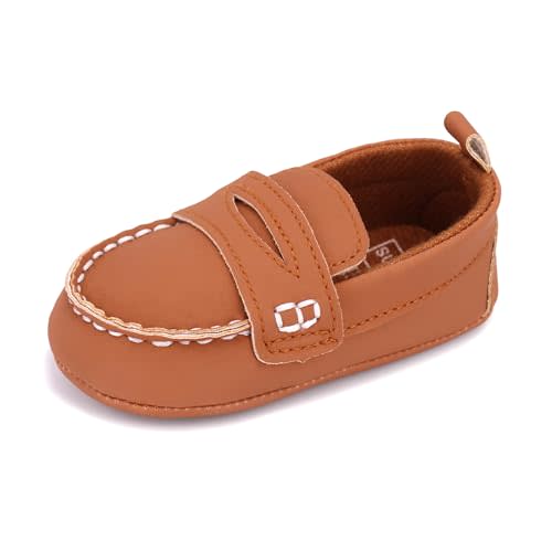 LONSOEN Baby Girls Boys Loafers Prewalker Dress Crib Shoes