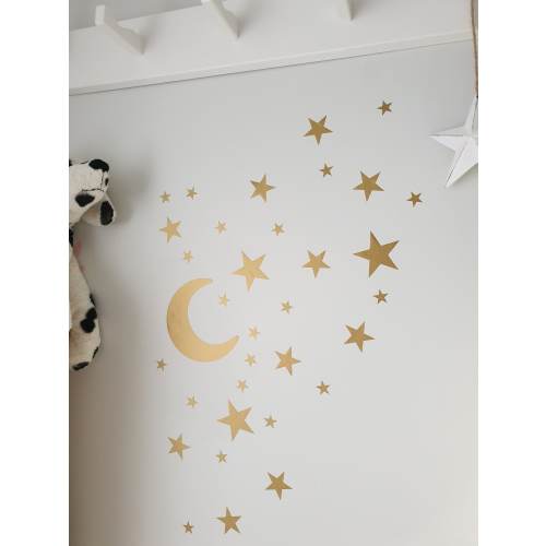 Stars and Moon Removable wall stickers set, Wall stickers, Decals, Kids Decor