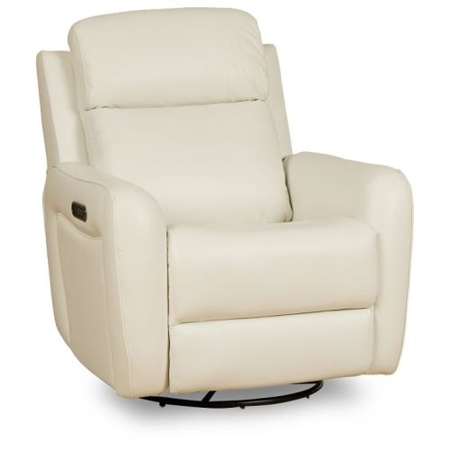 Julian White Lthr/vinyl Power Swivel Glider Recliner