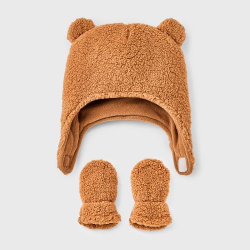 Baby Bear Hat And Mitten Set - Cat & Jack™ Brown 0-6m