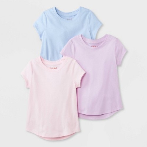 Toddler Girls' 3pk Solid Short Sleeve T-Shirt - Cat & Jack™ Purple/Pink/Blue, Size: 2T  - Out of Stock