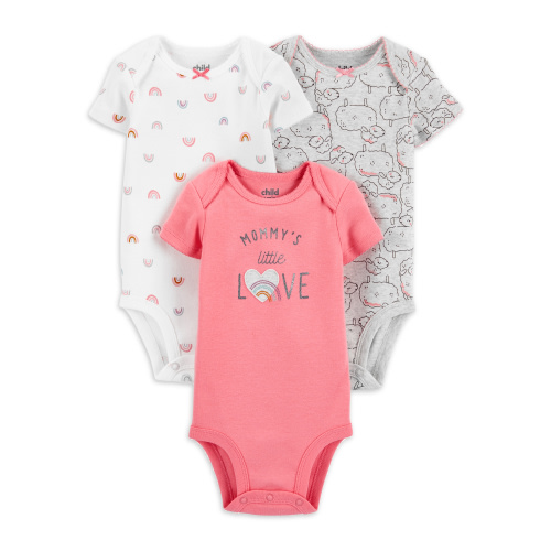 Carter's Child of Mine Baby Girl Short Sleeve Bodysuits, 3-Pack, Preemie-24 Months