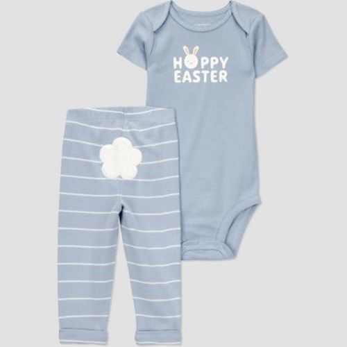 Carter's Just One You® Baby Boys' Easter Endcap Striped Top & Bottom Set - Blue Newborn