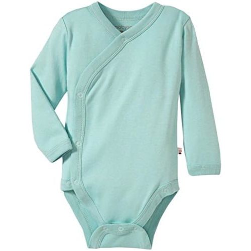 Babysoy Organic Long Sleeve Modern Solid Kimono Bodysuit/Onesie,Thunder,18-24 Months