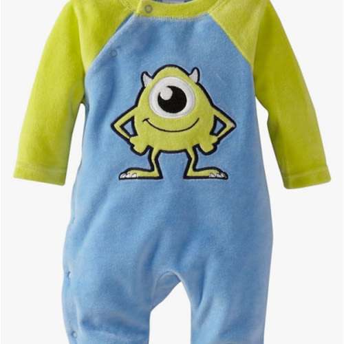 Disney Baby Baby-Boys Newborn Monsters U Velour Sleep Footie