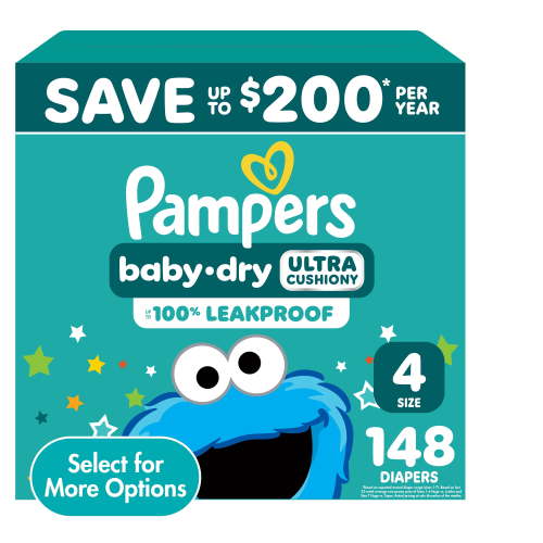 Pampers Baby Dry Baby Diapers Size 4, 148 Count (Select for More Options)