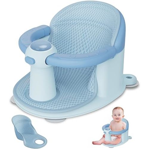 Baby Bath Seat for Babies 6 Months & Up - Baby Bath Seats for Babies Sitting Up | Non-Slip Baby Bath Chair with Cushion & Suction Cup | Toddler Bath Seat Newborn Infants Baby Bathtub Seat (Blue)
