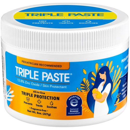 Triple Paste Diaper Rash Cream for Baby - 8 Oz Tub - Zinc Oxide Ointment Treats, Soothes and Prevents Diaper Rash - Pediatrician-Recommended Hypoallergenic Formula with Soothing Botanicals