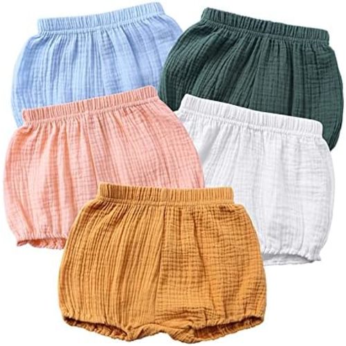EISHOW Infant Baby Girls Boys Summer Soft Bloomers Cotton Linen Blend PP Pants Striped Harem Triangle Shorts
