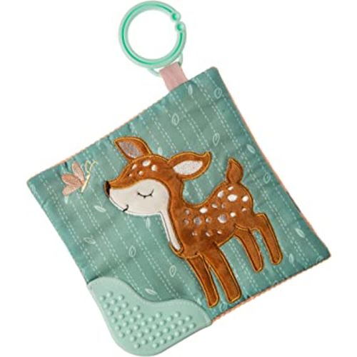 Mary Meyer Crinkle Teether Toy with Baby Paper and Squeaker, 6 x 6-Inches, Amber Fawn
