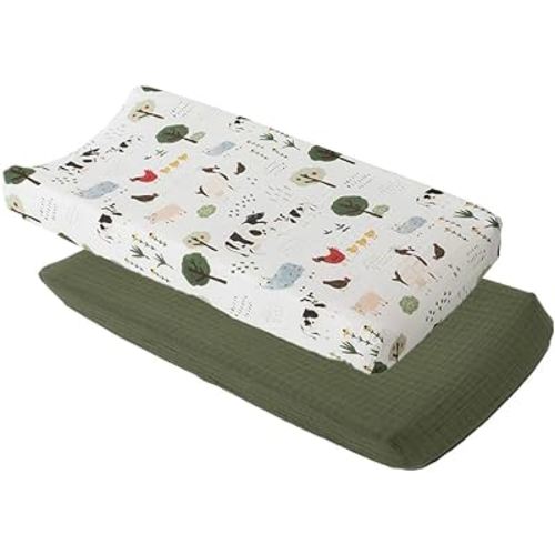 Cotton Muslin Changing Pad Cover 2 Pack - Family Farm