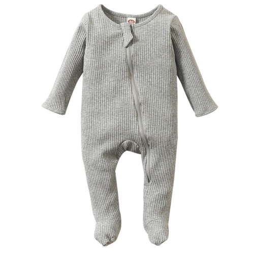 WIBACKER Unisex Newborn Zipper Baby One-Piece Footies Pajamas Infant Cotton Sleeper Pjs