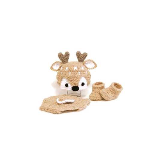 Crochet Baby Deer Outfit Newborn Doe Fawn Deer Costume Baby Woodland Photo Prop Newborn Shower Gift Coming Home Outfit MADE TO ORDER