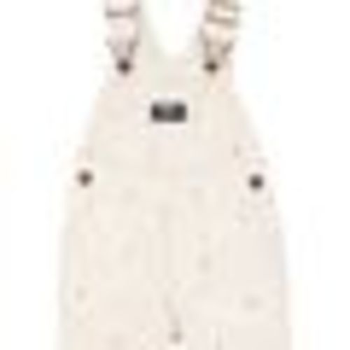 Baby Carrot Print Striped Shortalls - Cream Cream