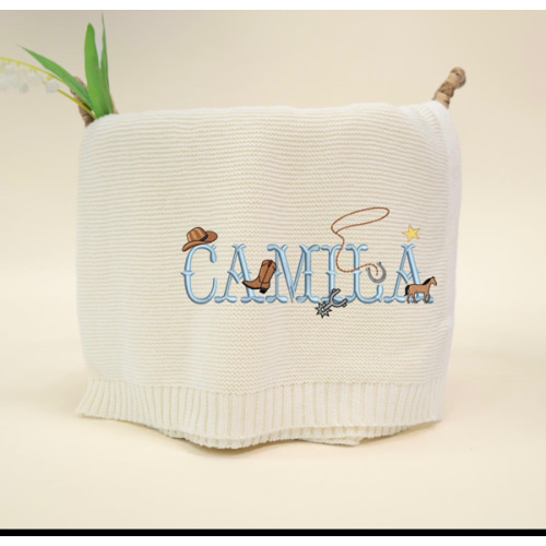 Western Personalized Baby Blanket, Cowboy Hat Embroidered Baby Blanket, Personalized Name, Western Country Blanket for Boy, Baby Boy Blanket