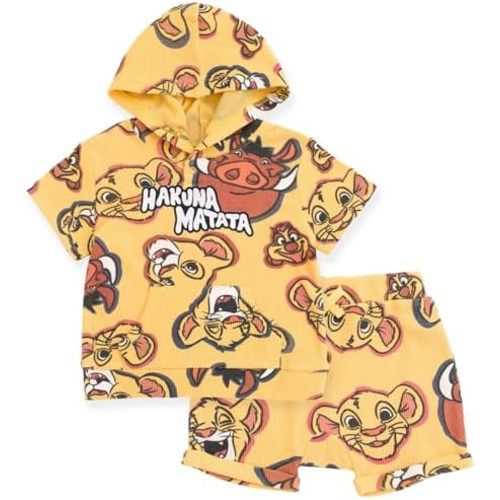 Disney Lion King Mickey Mouse Waffle Knit Pullover Hoodie and Shorts Newborn to Toddler