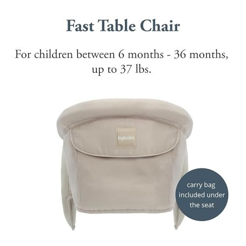 Inglesina Fast Table Chair, Navy - High Chair for Babies & Toddlers 6-36 Months - Fits Tables 0.8'' to 3.35'' Thick - Collapsible, Portable Design - Includes Travel-Friendly Bag - BPA Free - Cream