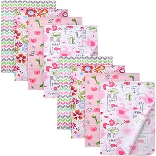 Cotton Flannel Receiving Blankets Baby 8 Pcs, Baby Swaddle Blankets, Infant Flannel Blanket 30 X 30 Inch for Boy Girl (Style3)