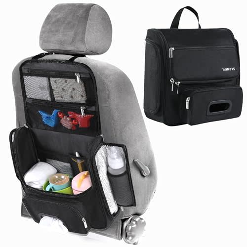 HOMBYS Portable Car Diaper Caddy Organizer, Car Caddy with Lid for Baby Stuff,Baby Backseat Car Organizer,Multifunctional Car Back Seat Oganizer (Black)