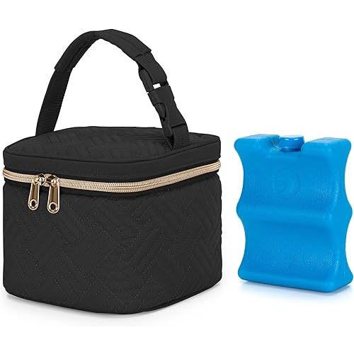 Fasrom Breastmilk Cooler Bag with Ice Pack Fits 4 Baby Bottles up to 5 Ounce, Insulated Baby Bottle Bag for Nursing Moms Daycare or Travel, Easily Attaches to Stroller, Black (Patent Design)