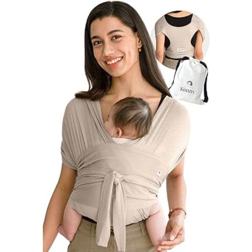 Konny Baby Carrier AirMesh for Cozy Luxury Baby Carrier Wrap, Easy to Wear and Wrap Baby Sling, Baby Wrap Carrier, Perfect for Newborn Babies up to 44 lbs, (Beige, XX-Small)