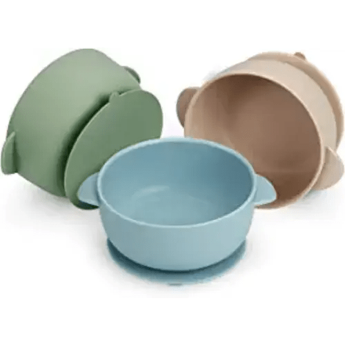 PandaEar 3 Pack Baby Bowls with Suction| Stay Put Silicone Food Bowl for Babies Kids Toddlers Infants| Food Grade Soft Safe BPA-Free Silicone (Multi-Color) - Multicolor