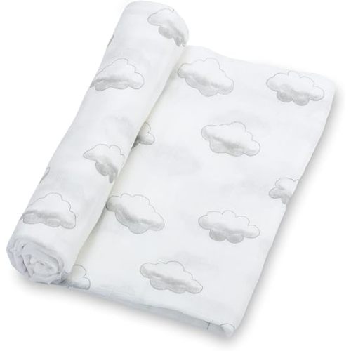 LollyBanks 100% Cotton Muslin Swaddle Blanket - Cloud Print