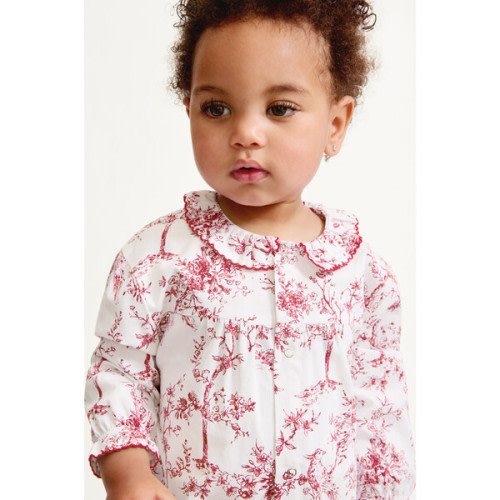 Baby's Twill Madeline Romper in Red Timeless Toile - Petite Plume | Maisonette