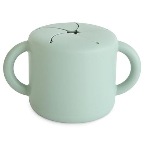 mushie Silicone Snack Cup | Spill Proof Food Container for Toddler and Baby (Cambridge Blue)