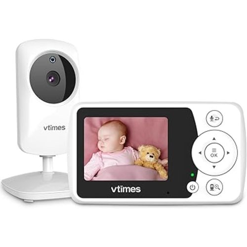 Baby Monitor with Camera and Audio, 2.4" LCD Screen Video Baby Monitor No WiFi Night Vision, Portable Baby Camera Monitor VOX Pan-Tilt-Zoom Alarm and 1000ft, Ideal for Baby/Elderly/Pet