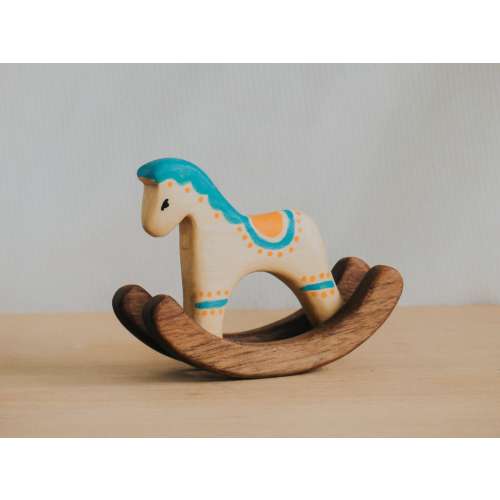 Handmade Wooden Rocking Horse Toy, Miniature Wooden Horse Toys, Toddler Toy, Baby Shower Gift, Nursery Shelf Decor, Eco-Friendly Baby Gift