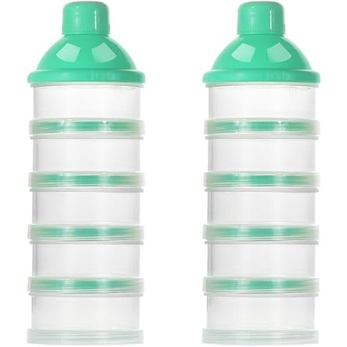 Accmor Formula Dispenser On The Go, 5 Compartments Stackable Formula Container for Travel, Baby Milk Powder Kids Snack Container, BPA Free