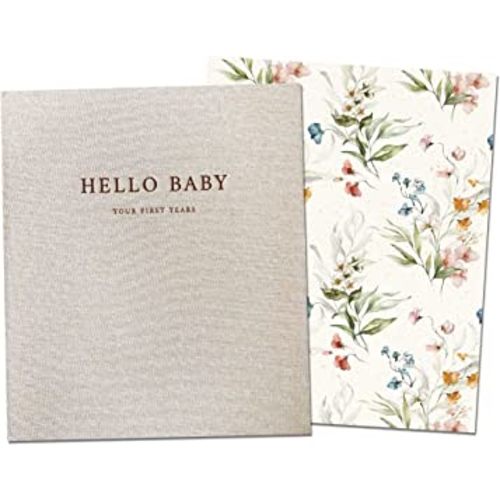Peachly Baby Memory Book | Minimalist Floral Baby Book First Year Baby Book Keepsake for Milestones and Memories | Simple Baby Scrapbook Books for Girl | Baby Keepsake Book - Fleur