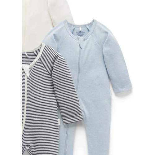 4 Pack Zip Footie Vanilla Nautical Pack - Purebaby | Maisonette