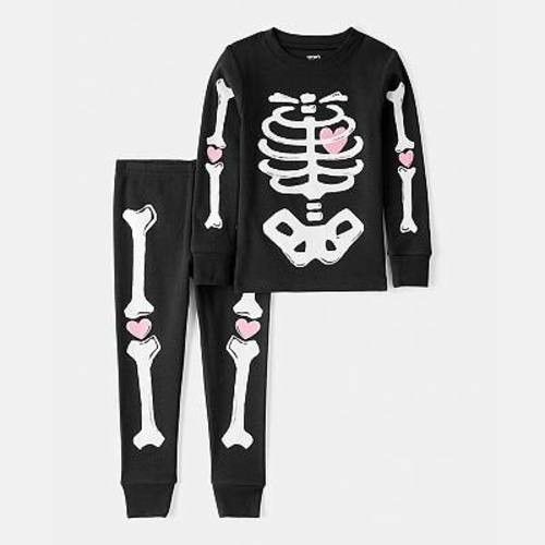 Toddler Girl Carter's 2-pc. Glow in The Dark Skeleton Pajama Top & Pajama Bottoms Set