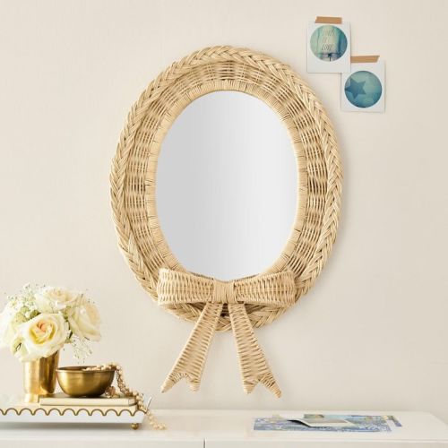 LoveShackFancy No Nails Rattan Bow Mirror (18"x28")