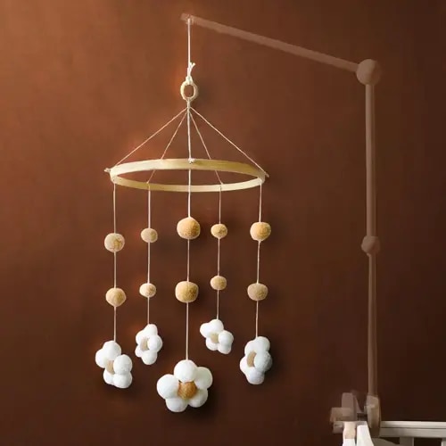 Baby Crib Mobile for Boys Girls, Boho Nursery Decor Mobile for Bassinet, Gender Neutral Mobile Crib Accessories for Infant Bedroom Hanging - Felt Daisy Flower Mobiles Newborn Gift